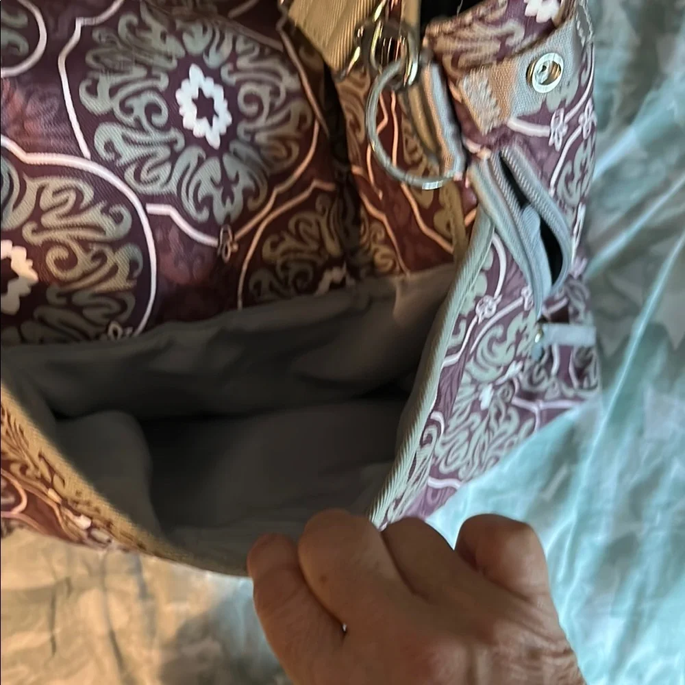 Pottery, barn, kids, Stylish Patterned Diaper Bag - Purple and Gray